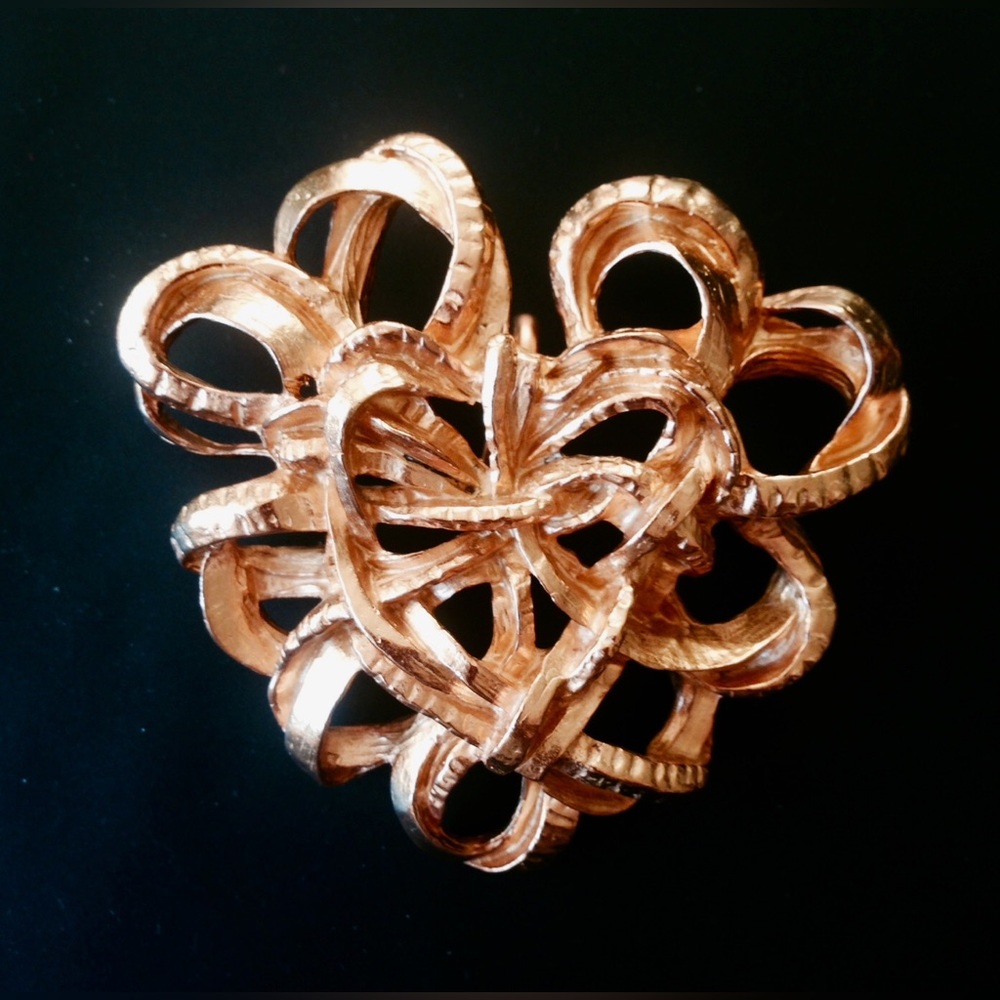 Easter Gift Heart Christian Lacroix 💛Vintage Gold Ribbon  Pin.